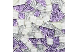 ANKTILY Tessere Mosaico Piastrelle Mosaico Vetro, Colore Misto Irregolari Pezzi di Vetro,Tessere per Mosaico Piastrelle Assortite per ​Lavori Artigianali,Decorazioni,200g(Sogno Viola)
