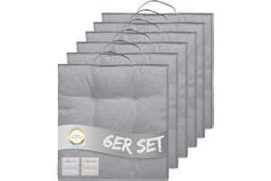 ‎INSPINOVIA INSPINOVIA Outdoor Stuhlauflagen Stuhlkissen | Wasserabweisende Sitzkissen für Wohn- & Außenbereich | 2er, 4er & 6er Sets | Gartenkissen | Lounge Kissen | 4er Steppung | 40 x 40 cm (Grau, 6er Set)