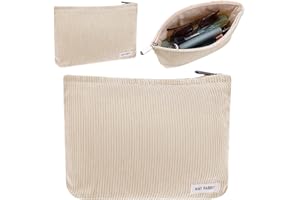 DSLSQD Kleine Kosmetiktasche,Make up Tasche für Frauen,Cord Schminktasche,Reise Tragbare Schminktasche mit Reißverschluss Multifunktionaler Kordsamt-Kosmetiktasche,Zubehör-Organizer für Damen-Beige