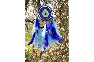 Rooh dream catcher ~ Evil Eye Canvas Car Hanging ~ Handmade Mandala Hangings for Positivity (Can be used as Home Décor Accents, Wall Hangings, Garden, Car, Outdoor, Bedroom)