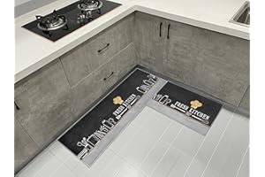 HZVRTN Alfombrilla de Cocina Lavable Antideslizante Alfombra de Cocina de 2 Piezas, Alfombrilla de Cocina con Adhesivo Deslizante, 40 x 60 + 40 x 120 cm (Sombrero de Jefe)