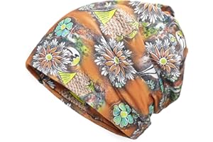 ZLYC Women Summer Thin Beanie Hat Floral Lightweight Slouchy Hat