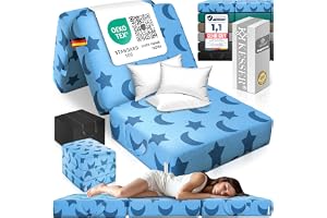 KESSER® Hopfällbar madrass 90 x 200 x 15 cm, vikbar gästmadrass i 3 delar för att omvandlas till pall, 25 kg/m³ skummadrass