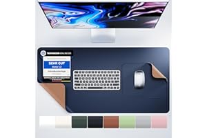 MYMIND® Tappetino Scrivania Sottomano Scrivania Set di 2 Blu 80x40 - Qualità Premium con Mouse Pad extra - Sughero naturale amico dell'ambiente - Laptop Office Desk Pad - Doppia Facciata 800x400