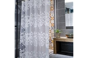 GOOPOOL Tenda per Doccia, Tenda Doccia Antimuffa Bianca Impermeabile e Resistente alla Muffa Tende, con 12 Ganci Tenda Doccia, Tenda Vasca da Bagno 180x200cm,Bianco