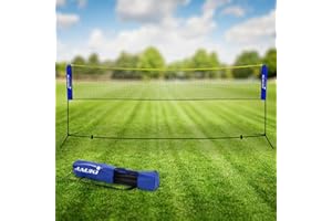 Hauki Filet de Badminton, Filet de Tennis 400/500 cm, Noir/Bleu, H156 cm, 3X Volants, Sac de Transport, Armature en Fer Stable, Filet de Volleyball Portable, Filet d'Entraînement Interieur/Exterieur