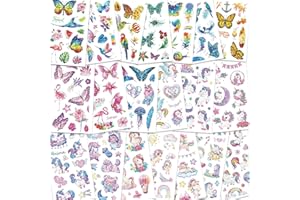 FUHOMI 250+ Glitzer Tattoo Set Kinder Tattoo Kinder Mädchen, Wasserdichte fake tattoos temporäre tattoos aufkleber Kindertattoos Mädchen, glitzertattoos kinder set Mädchen Mitgebsel Kindergeburtstag
