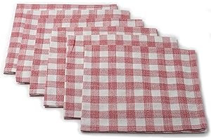 Ruth&Boaz Cotton Buffalo Check Square Tablecloth for Family Dinners & Indoor or Outdoor Parties (Red-White, Napkin(17"X17"))