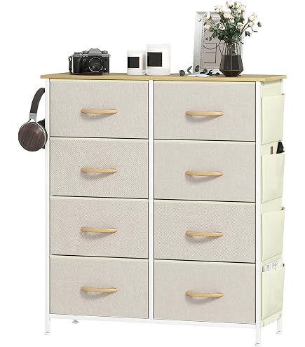 Versa Mannheim Commode 3 Tiroirs Nylon - Rangement Salle De Bain Compact Gris Clair, 57x28x15,5 Cm