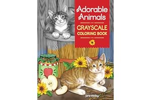 Adorable Animals Grayscale Coloring Book