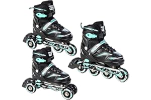 Patinaje en línea, Patines, triskate, 3 en 1 Croxer Optima tamaño Ajustable cambiable Hombre Mujer Convertible Adulto niño niña Patines