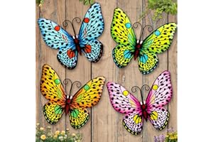 Kyduu 4 Pezzi Farfalla Decorativa da Parete, Farfalla in Metallo da Parete,Metallo Farfalla,3D Farfalla Decorazione da Parete,Farfalle Adesivi Murali,per Giardino Interno Esterno Casa Giardino Portico