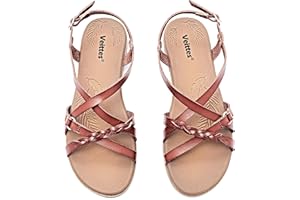 Veittes Women's Flat Slide Sandals - Casual Cross Strappy Elastic Strap Spring Summer Shoes.
