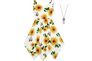 SUNNY FASHION Girls Dress Flower Print Hanky Hem Princess Age 7-14 Years