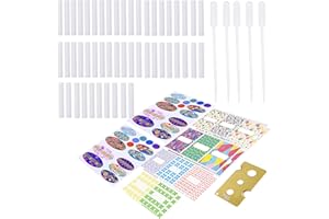 Kare & Kind Wick Replacement Kit - for DIY Refillable Nasal Inhaler Tubes - Kit Contains: 50 Cotton Fiber Replacement Wicks, 1 Opening Tool, 100 writable Stickers, 5 Mini droppers