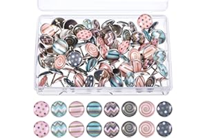 TecUnite Creative Fashion Push Pins Decorative Thumbtacks for Wall Maps, Photos, Bulletin Board or Cork Boards, 8 Different Patterns, 80 Pieces (Multicolor B),Pink,S