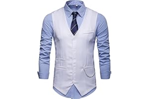 Showu Paisley Gilet Homme sans Manches Slim Fit Double Boutonnage Costume Blazers