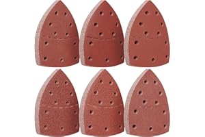 WT WISDOM TOGETHER 72 Piezas Papel de lija triangular Hojas triangulos, Lija de gancho y Bucle con 11 Agujeros, para Lijadora Mouse Delta P40/P60/P80/P120/P180/P240