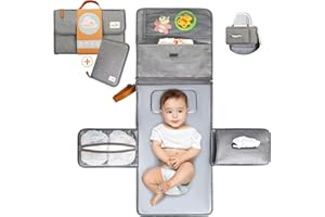 BABY DYOLI Fasciatoio portatile XL. Il fasciatoio per pannolini è una borsa smontabile con 6 tasche come una trousse per gli articoli del bebè. Impermeabile, (Pack Extra (Gris))