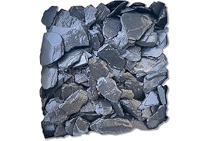 Granulati Zandobbio Sassi Ciottoli di Ardesia Nera Decorativa in Scaglie da 30-80mm per Giardino Vasi e Aiuole Confezione 25kg, Nero