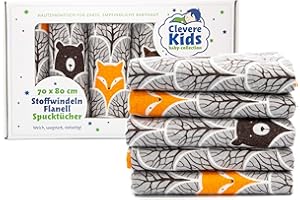 CLEVERE KIDS BABY-COLLECTION ClevereKids Langes bébé en Molton Flanelle| Lot de 5 | 70 x 80 cm | Coton brossé | certifié Oeko-Tex Standard 100 (Renard en Ourse)