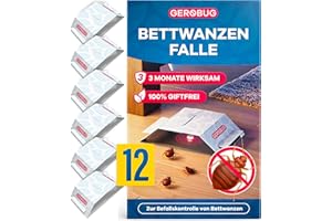 Gerobug Pułapka na pluskwy 12 sztuk – skuteczne pułapki samoprzylepne z silnym środkiem wabiącym do wczesnego wykrywania pluskiew – monitorowanie bez dodatków chemicznych i natychmiast gotowe do