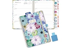 NEYSA Agenda 2024 2025 Semainier Spirale, A5 Agenda Scolaire Juillet 2024 - Juin 2025 (12 mois) Planner Avec Boucle de stylo,Règle Signet & Autocollants