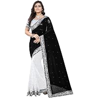 Market Magic World Women's Embroidered Saree with Blouse Piece(Free Size)
