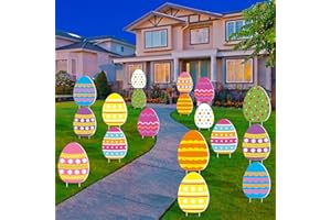 Fovths Bunte Ostereier, Hofschilder, doppelseitig, wasserdicht, Ostereier, Rasen, Hof, Schilder mit Pfählen, bunte Eier, Outdoor-Hofschilder, Dekoration für Ostern, Party, Gastgeschenk, 18 Stück