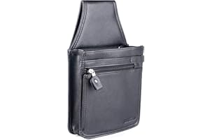 SWISSONA Waiter's Bag Black Durable Faux Leather - Waiter's Wallet/Waist Bag/Holster - Practical Operating Accessory for Professional Use