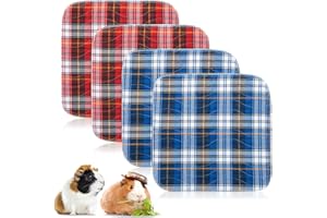 BEUEYFR 4 Pieces Guinea Pig Cage Liners Guinea Pig Bedding Washable &Air Dried Pee Pads for Guinea Pig Fast Absorbent Waterproof Reduce Shrinkage Non-Slip(12x12 inch)