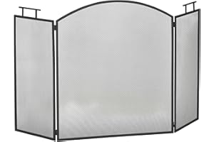‎HOMCOM HOMCOM Funkenschutzgitter Faltbare Kaminschutzgitter Kamin Funkenschutz Feuerschirm Kaminfunkenschutz Ofenschutzgitter Metall 110 x 24 x 76,5 cm Schwarz