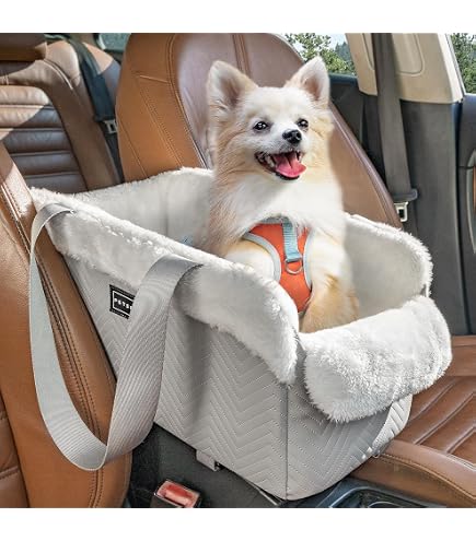 BOUTIQUE ZOO Hunde Armlehn Auto | Universal Autositz Waschbar Abriebfest, Autositz Hund Für Mittelkonsol, Vordersitz, Beifahrersitz, Rückbank | Hundetasche, Für Kleine Hunde | Farbe: Grau