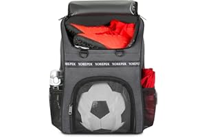 YOREPEK Soccer Bag, Soccer Backpack with Ball Compartment for Men and Women Fit Basketball Volleyball, Large Capacity Sports Equipment Bags Gift to Gym Outdoor Camping