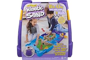 Kinetic Sand Super Sandbox Set con 4,5 kg de Arena cinética, Caja de Arena portátil con 10 moldes y Herramientas, Juguetes sensoriales de Arena de Juego para niños a Partir de 3 años