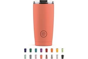Cool Bottles - Tumbler - Bicchiere Termico in Acciaio Inossidabile - 550 ml - Pastel Coral - Tazza da Caffè - Coperchio Ermetico - Bevande Fredde 10 ore e Calde 5 ore - Finitura Antimacchia