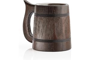 WORLD OF NATURE Grande chope à bière en bois de chêne très résistante, robuste et longue durée avec doublure en métal Fabriquée à la main avec un artisanat et des matériaux de qualité