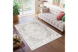 TAPISO Valley Tappeto Soggiorno Pelo Corto Design Moderno Vintage Motivo Classico Tradizionale Ornamenti Sfumato Bianco Grigio Salotto Camera Sala Ufficio Oeko-Tex 80 x 150 cm