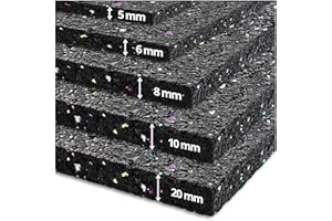 ETM Anti-Vibration Rubber Mat – Non-Slip Rubber Floor, Anti-Trauma, Anti-Noise, Insulating Floor Gym, Stable 4 Thicknesses, Black