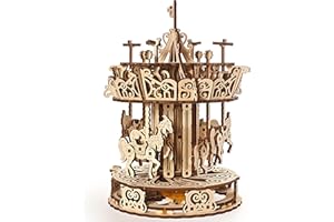 UGEARS Puzzles Carrusel Modelo mecánico-Rompecabezas Adultos De Madera Kits de construcción 3D Carousel (70129)
