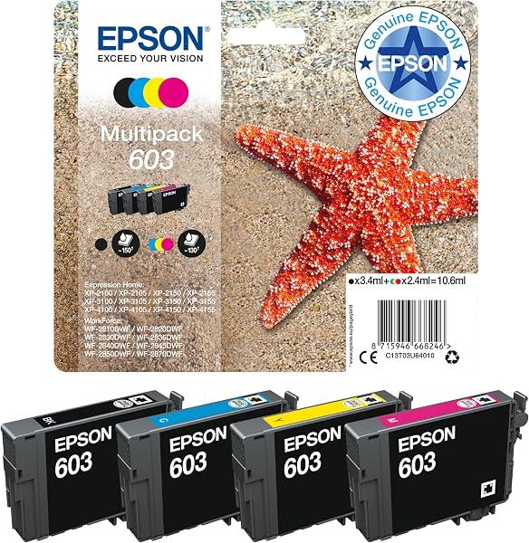 Epson 603 Starfish Genuine , 4-Colours Multipack Ink Cartridges - 1