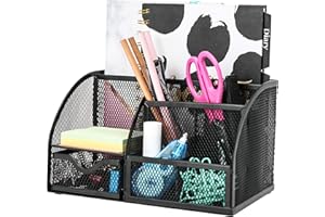 Exerz Organizer da scrivania/Portaoggetti da scrivania/Organizzatore di cancelleria/Scrivania ordinata/Riordinatore di Penne/Porta lettere/Multifunzionale/Portapenne da scrivania (Nero)
