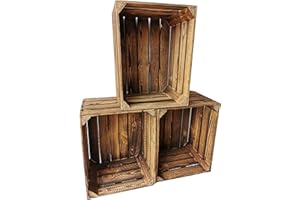 TERAMICO Cagettes à fruits / bois flammées dans de nombreuses variantes – Idéal pour la construction de meubles ou pour le rangement – Très solide et stable