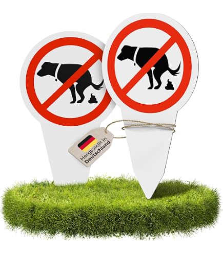 Panneau 'Interdit Aux Chiens' Pour Pelouse - Lot De 3 Avec Piquet - En PVC Résistant Aux Intempéries