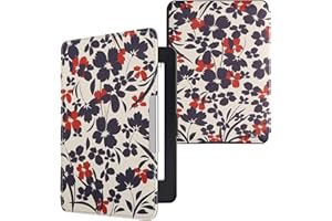 kwmobile Etui z klapką kompatybilne z Amazon Kindle Paperwhite - eReader Case (do modeli do 2017) - ilustracja kwiatowa, niebieska, czerwona, biała