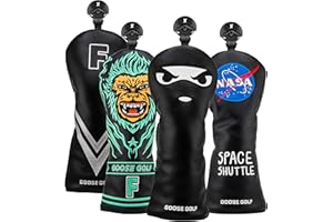 GOOSE GOLF Copri mazze da golf per Driver Legni e Ibridi – Compatibili con tutte le marche Chiusura elastica – Coperture premium – Cappucci con interno morbido e rotella di identificazione – Proteggono le mazze