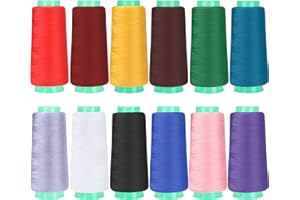 Curtzy 12pz Set Rocchetto Filo per Macchina da Cucire - 1372 m Cad. - 12 Colori Assortiti Poliestere - Bobine per Macchina da Cucire Fili da Ricamo - Kit Filo da Cucito per Ricamo a Mano e Macchina