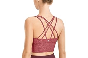 CRZ YOGA Mujer Sujetador Deportivo Yoga Strappy Copas Extraíbles Largo Top sin Aros