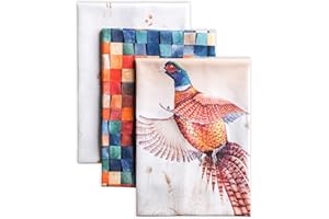 Maison d' Hermine Faisan D' Automne 100% Baumwolle Set von 3 Multi-Purpose Küchenhandtuch | Bar Handtücher | Thanksgiving/Weihnachten (50cm X 70cm)