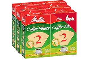 Melitta Cone Coffee Filters, Natural Brown, No. 2, 100-Count Filters (Pack of 6)